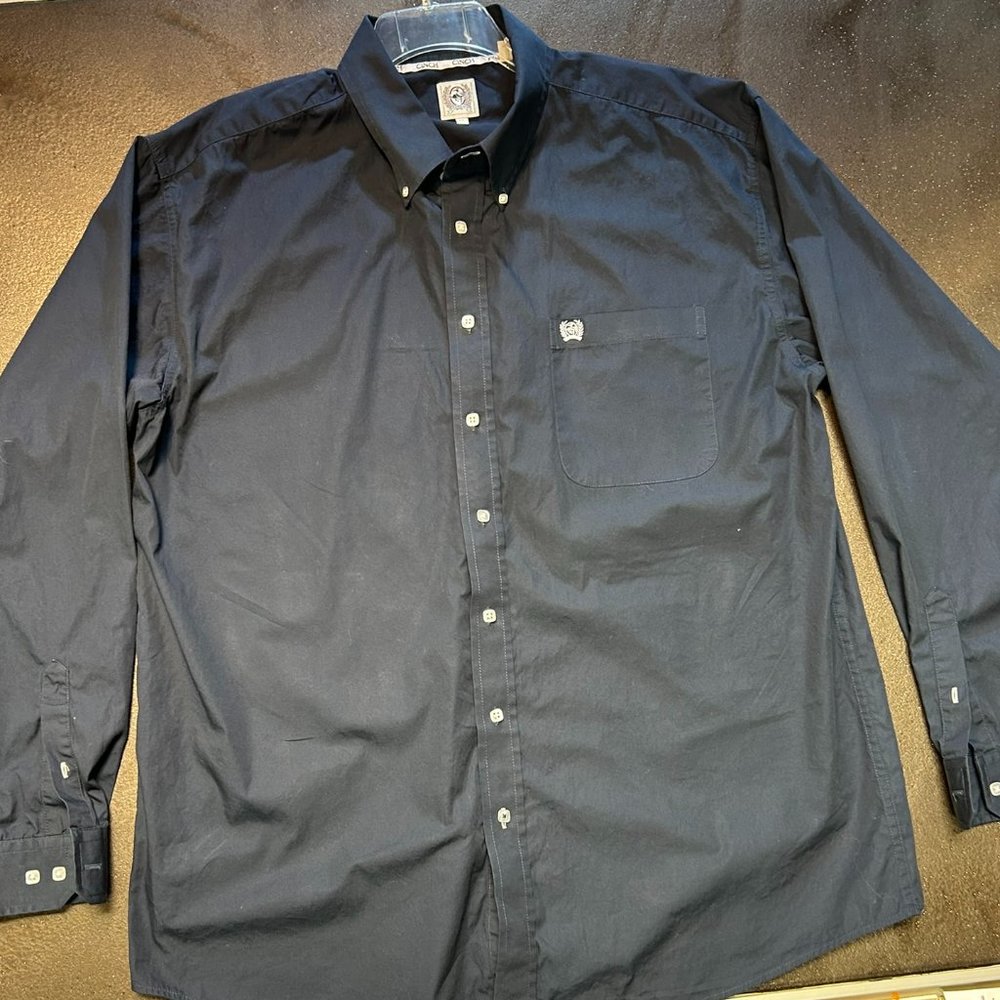 CINCH Men's XL Western Button Down Shirt Long Sleeve Black Square Buttons